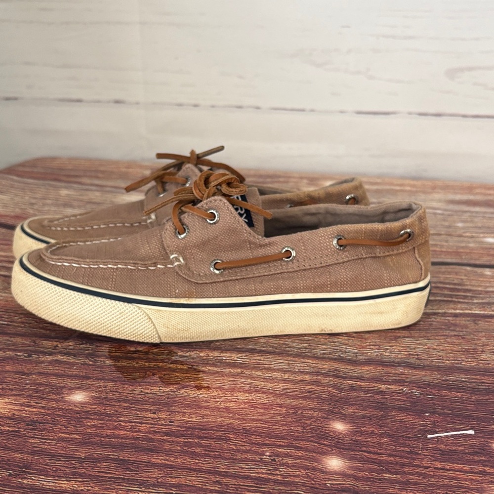 Sperry Tan Canvas Boat Shoes